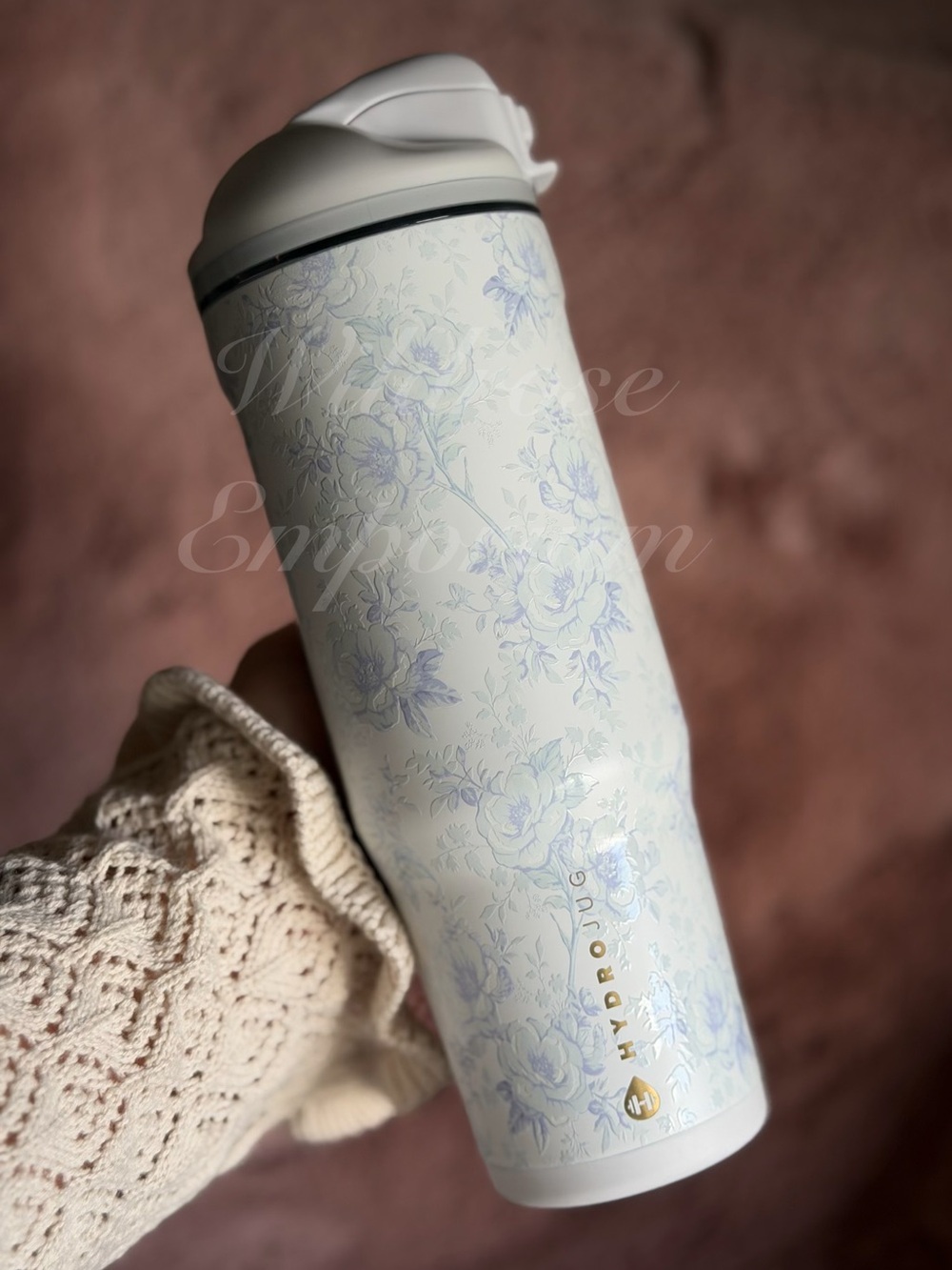 NWT 32OZ HYDROJUG CHERISH BLUE ROSE TOILE COQUETTE Tumbler ease2o